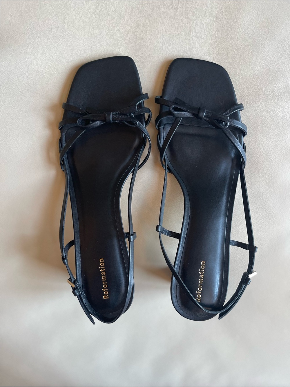 Reformation Sally Bow Slingback Sandal Black Size: 8.5 - Picture 9 of 14